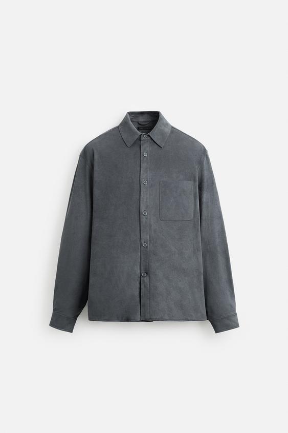 اورشرت جیر مردانه زارا FAUX SUEDE OVERSHIRT