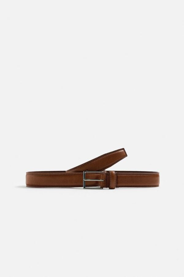 کمربند مردانه زارا TOPSTITCHED LEATHER BELT