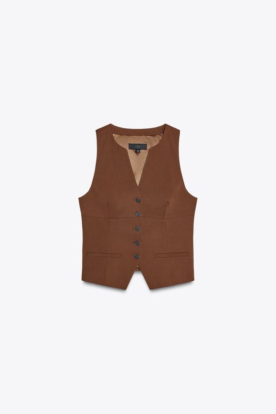 جلیقه زنانه زارا WAISTCOAT WITH JETTED POCKETS