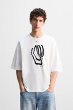 تیشرت مردانه زارا TEXTURED PRINT T-SHIRT