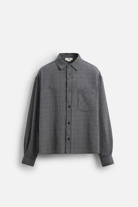 پیراهن مردانه زارا PLAID SHIRT WITH POCKET