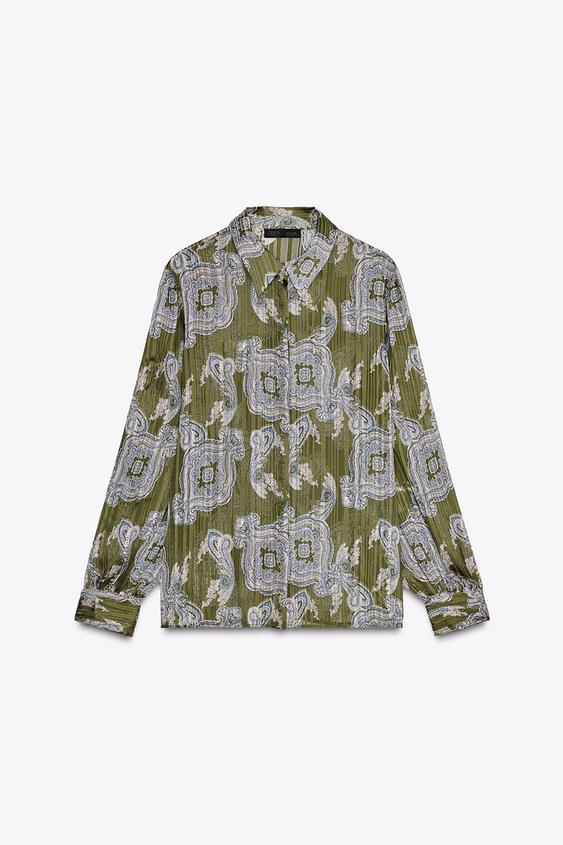 شومیز حریر زنانه زارا PRINTED SHIRT