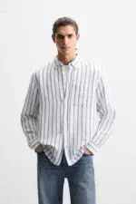 پیراهن لینن مردانه زارا COTTON - LINEN SHIRT