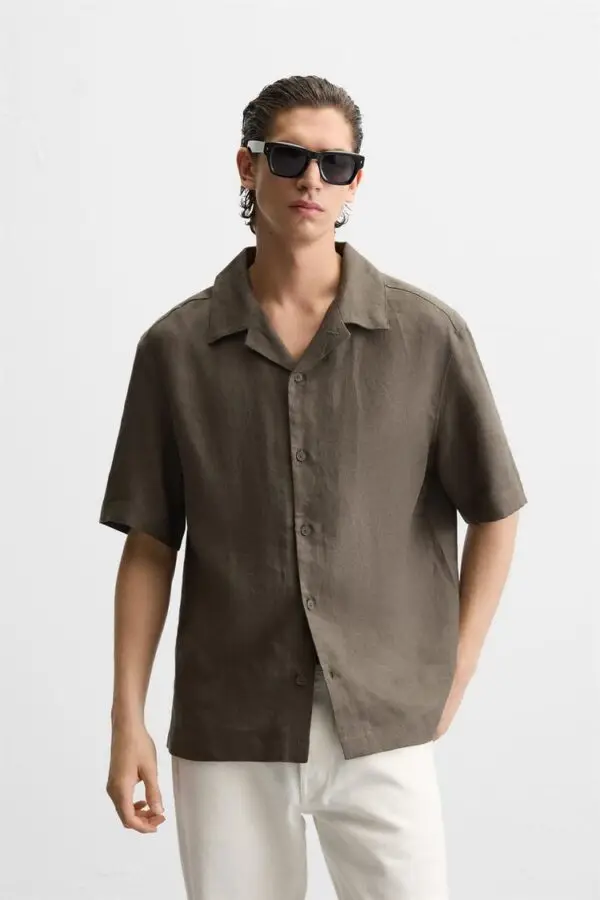 پیراهن آستین کوتاه مردانه زارا linen shirt