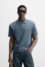 پولوشرت مردانه زارا INTERLOCK TEXTURED POLO SHIRT