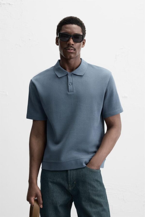 پولوشرت مردانه زارا interlock textured polo shirt