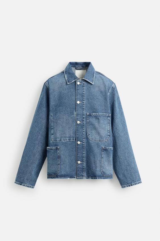 کت جین مردانه زارا DENIM JACKET WITH POCKETS