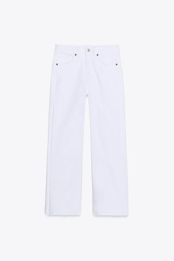 شلوار جین زنانه زارا TRF CROPPED FLARE HIGH-WAIST JEANS