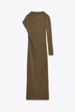 لباس زنانه زارا ASYMMETRIC DRAPED MAXI DRESS