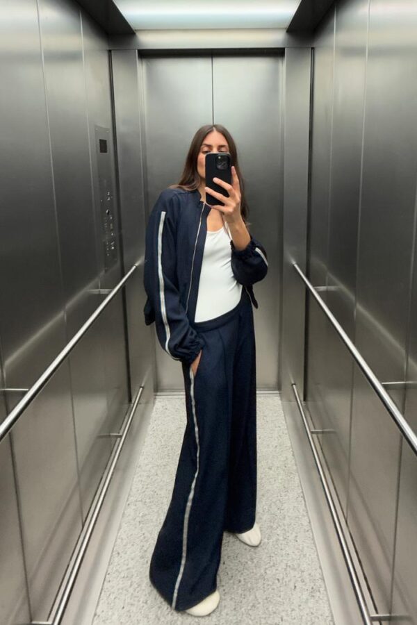 شلوار زنانه زارا WIDE-LEG TROUSERS WITH SIDE STRIPE