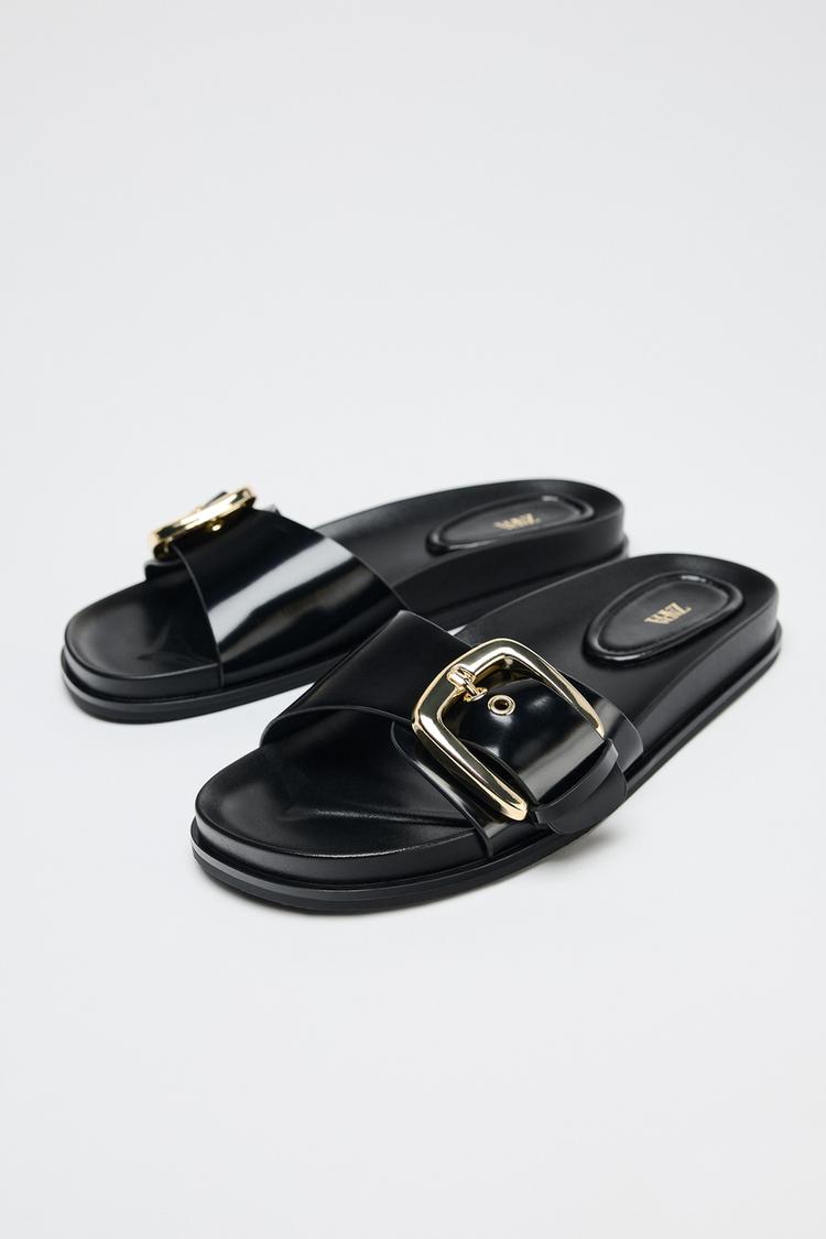 صندل زنانه زارا buckled flat sandals