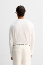 تیشرت مردانه زارا LIMITED EDITION KNITTED BUTTON-NECK T-SHIRT
