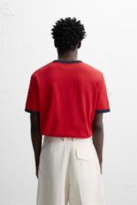 تیشرت مردانه زارا T-SHIRT WITH CONTRASTING RIBBED TRIMS