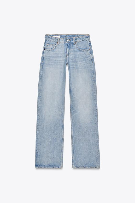 شلوار جین زنانه زارا TRF WIDE-LEG LOW-RISE JEANS
