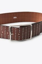 کمربند چرمی زنانه زارا LEATHER BELT WITH MULTI STUDS