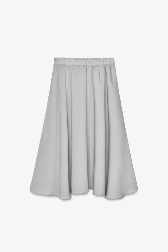 دامن میدی زنانه زارا VOLUMINOUS FLOWING MIDI SKIRT