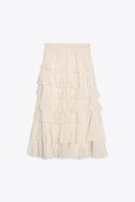 دامن زنانه زارا ZW COLLECTION MIDI SKIRT WITH RUFFLES