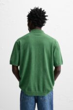پولوشرت مردانه زارا WASHED COTTON KNIT POLO SHIRT