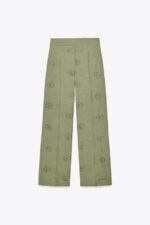 شلوار زنانه زارا STRAIGHT-LEG TROUSERS WITH CUTWORK EMBROIDERY