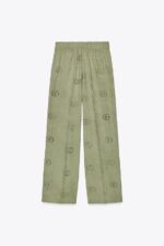 شلوار زنانه زارا STRAIGHT-LEG TROUSERS WITH CUTWORK EMBROIDERY