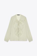 بلوز زنانه زارا SEMI-SHEER BLOUSE WITH RUFFLE TRIMS