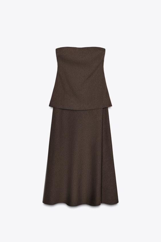 لباس میدی زنانه زارا STRAPLESS DRESS ZW COLLECTION