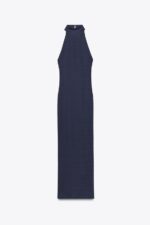 لباس مجلسی زنانه زارا LONG HALTER NECK GATHERED DRESS