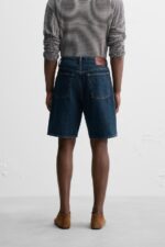شلوارک جین مردانه زارا LIMITED EDITION STRAIGHT-LEG DENIM BERMUDA SHORTS
