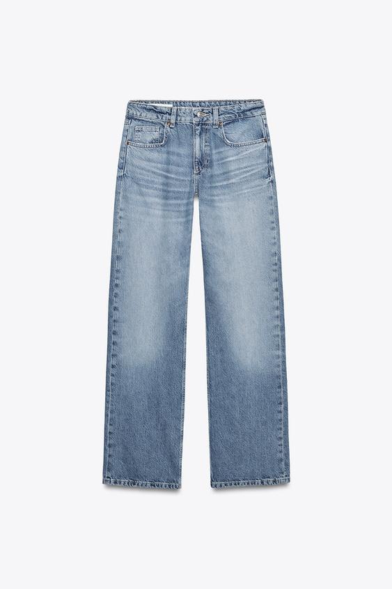 شلوار جین زنانه زارا TRF MID-WAIST WIDE-LEG JEANS