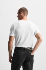 تیشرت مردانه زارا BASIC V-NECK T-SHIRT