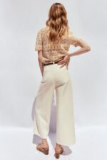 شلوار جین زنانه زارا Z1975 HIGH-WAIST WIDE-LEG CROPPED JEANS WITH BELT
