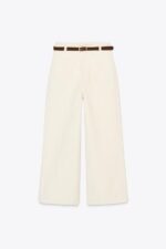 شلوار جین زنانه زارا Z1975 HIGH-WAIST WIDE-LEG CROPPED JEANS WITH BELT