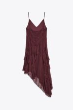 لباس مجلسی زنانه زارا ZW COLLECTION EMBROIDERED ASYMMETRIC DRESS