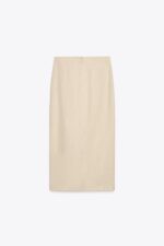 دامن زنانه زارا LINEN BUCKLE MIDI SKIRT