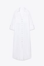 لباس بلند زنانه زارا LINEN BLEND SHIRT DRESS