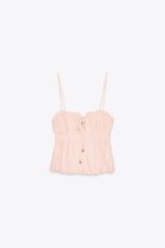 تاپ لینن زنانه زارا LINEN BLEND ELASTICATED TOP