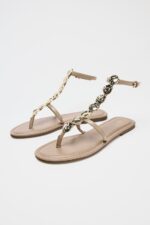 صندل فلت زنانه زارا BEADED FLAT SANDALS