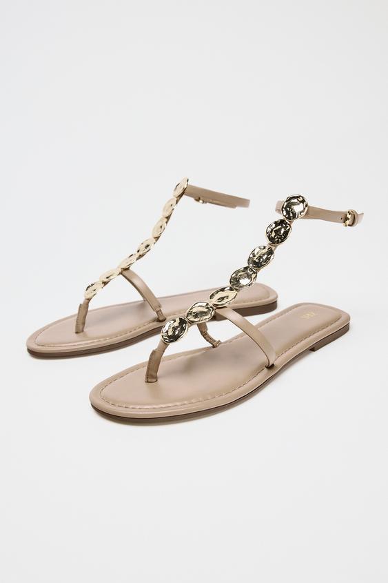 صندل فلت زنانه زارا BEADED FLAT SANDALS