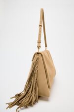 کیف کراس بادی زنانه زارا SPLIT SUEDE CROSSBODY BAG WITH FRINGING
