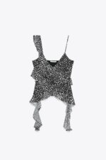 تاپ زنانه زارا PRINTED TULLE TOP WITH RUFFLES