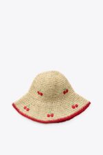 کلاه زنانه زارا CHERRY EMBROIDERED CABLE KNIT BEANIE