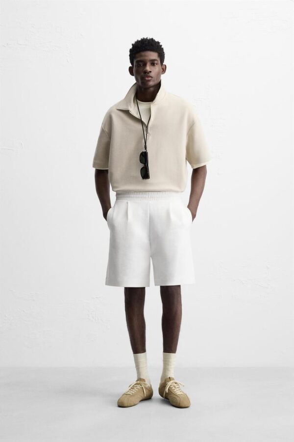 پولوشرت مردانه زارا relaxed fit polo shirt with zip