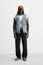 جلیقه جین مردانه زارا WASHED DENIM WAISTCOAT
