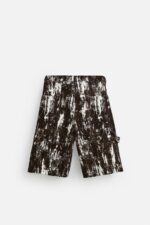 شلوارک مردانه زارا ANIMAL PRINT DENIM BERMUDA SHORTS