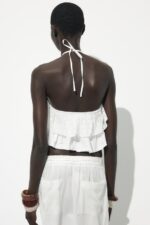 تاپ مجلسی زنانه زارا HALTER TOP WITH RUFFLES