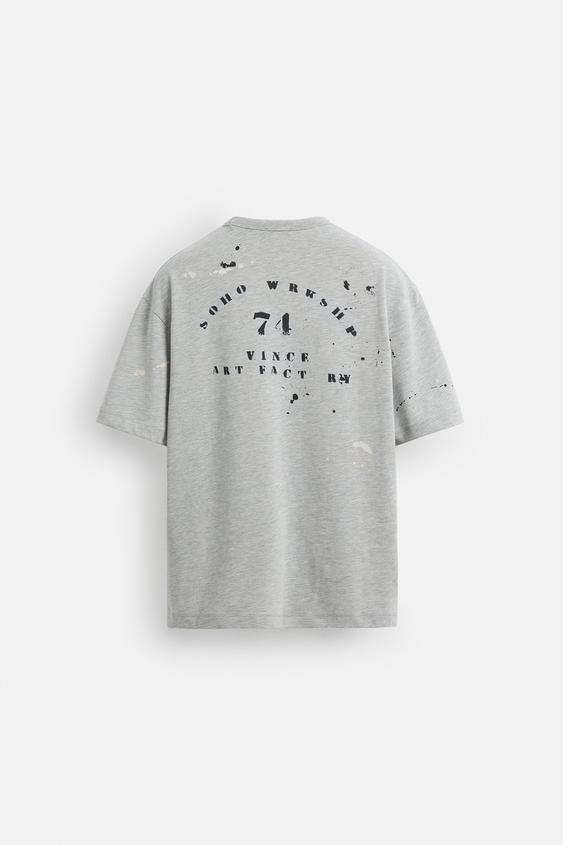 تیشرت مردانه زارا paint splatter number t-shirt