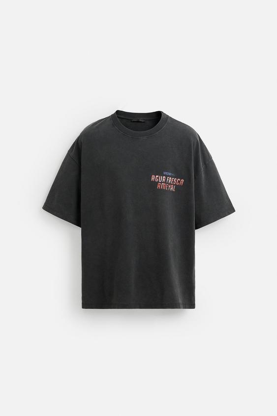 سویشرت مردانه زارا WASHED PRINT SWEATSHIRT