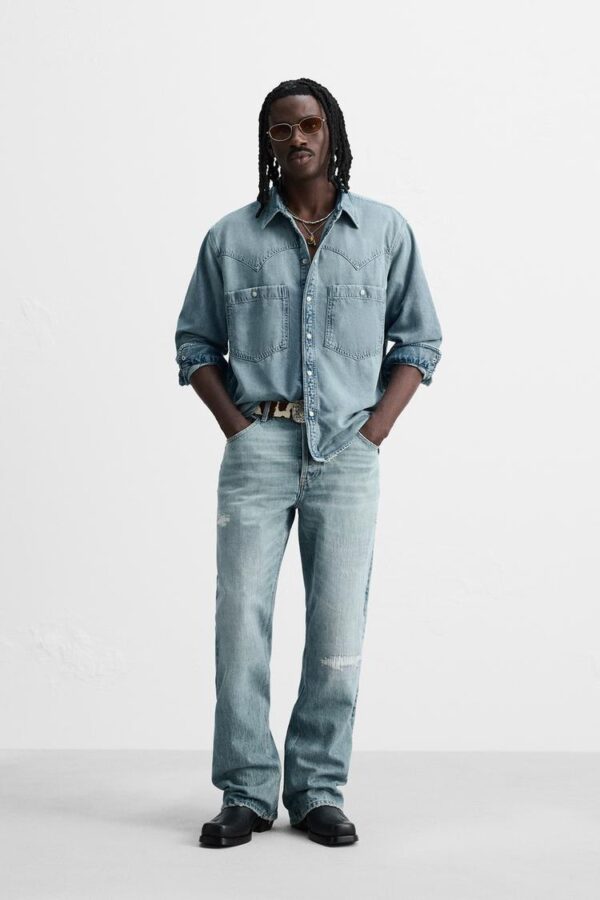 پیراهن مردانه زارا western denim shirt