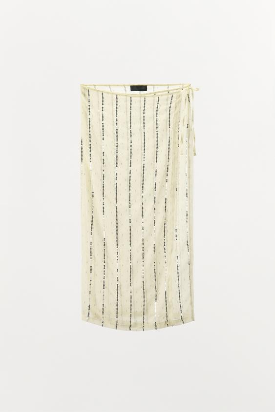 دامن زنانه زارا SEQUINNED SARONG SKIRT