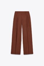 شلوار زنانه زارا WIDE-LEG TROUSERS WITH DARTS